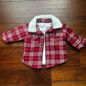 🍂Red Plaid Baby Jacket with Sherpa Collar